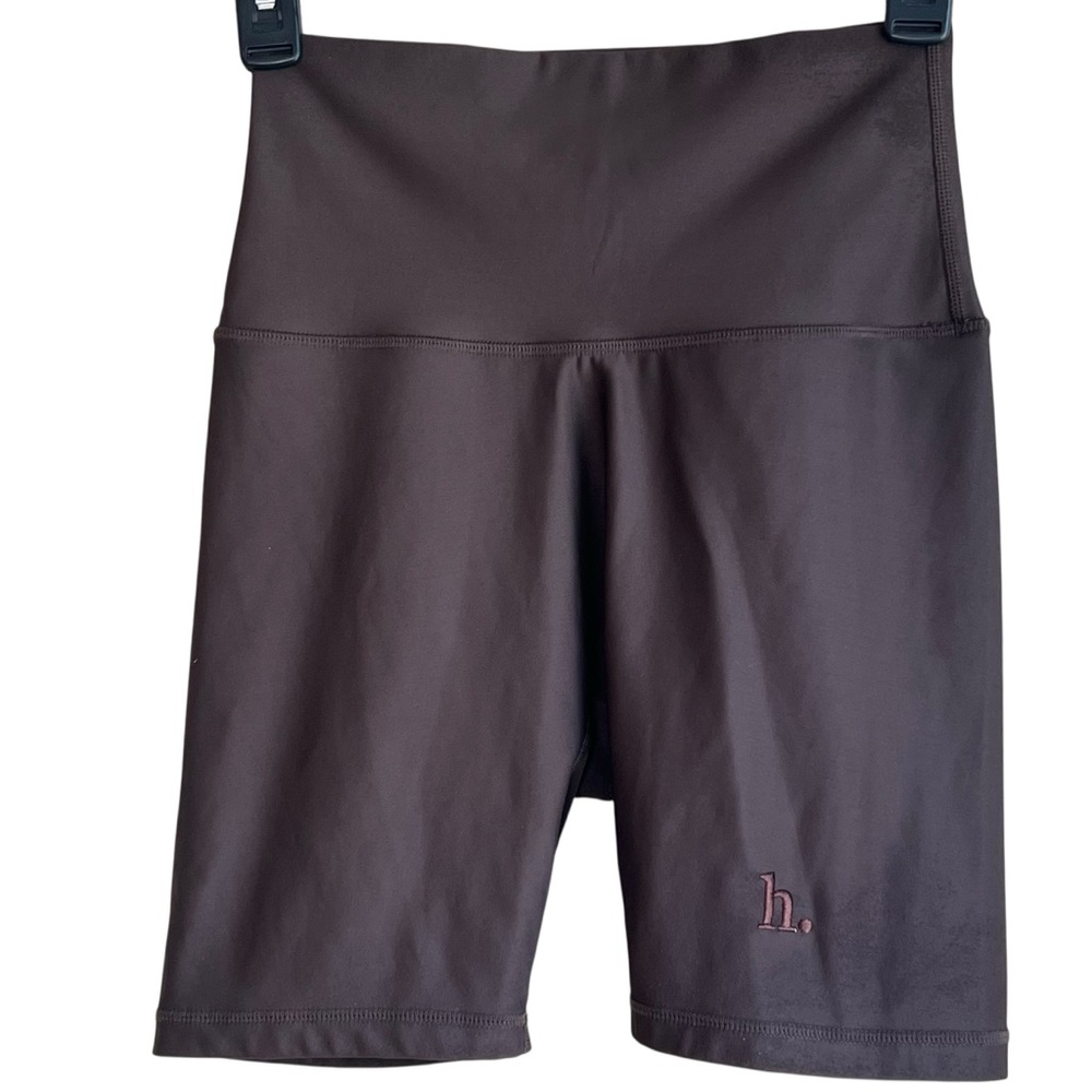 Hellbent Womens Biker Activewear Gym Shorts Brown Stretch Fabric Elastic Waist
